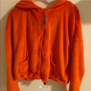 ORANGE SOFT CROPPED ZIP UP